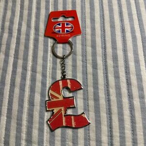 Elgate Union Jack British Pound Sterling Sign Keychain Red Glitter Souvenir